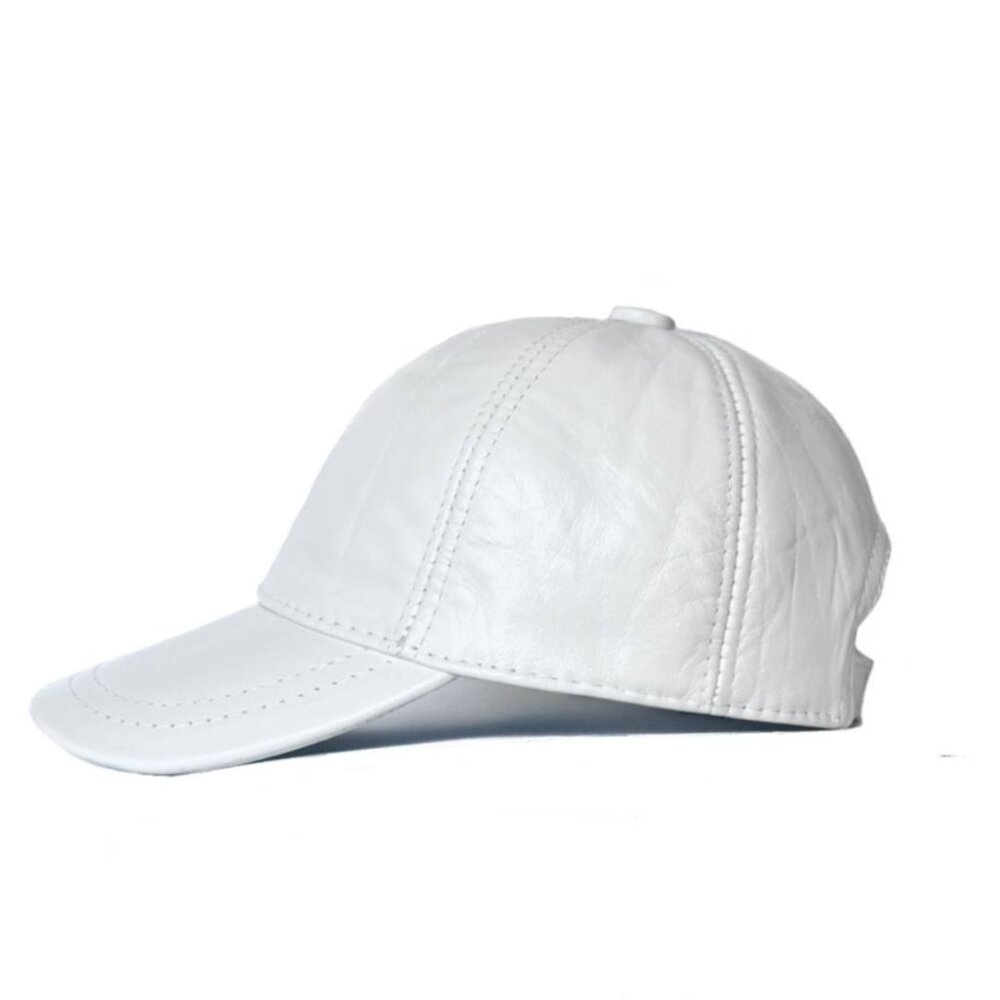 White Leather Cap -  Leather Baseball Cap for men and women